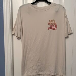 Shein size small cream colored let’s watch the sunset oversize tee.